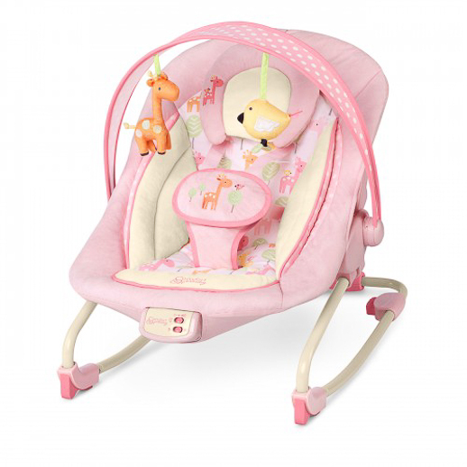 Pretty in pink Bright Starts hamaquita rocker-jirafaloo