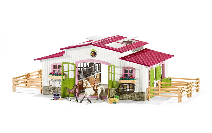 picadero-con-amazona-y-caballos-schleich